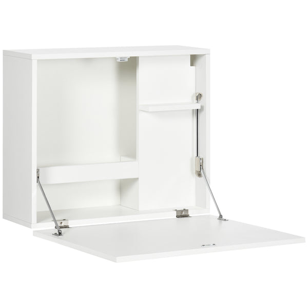 Klappbarer Schreibtisch mit Regalen 60x21,5x50 cm aus Spanplatte und weißem MDF sconto