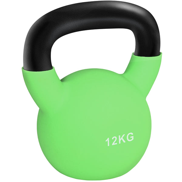 Kettlebell 12 kg für Schulter- und Bizepstraining 20x13x23 cm aus Metall und grünem Gummi acquista