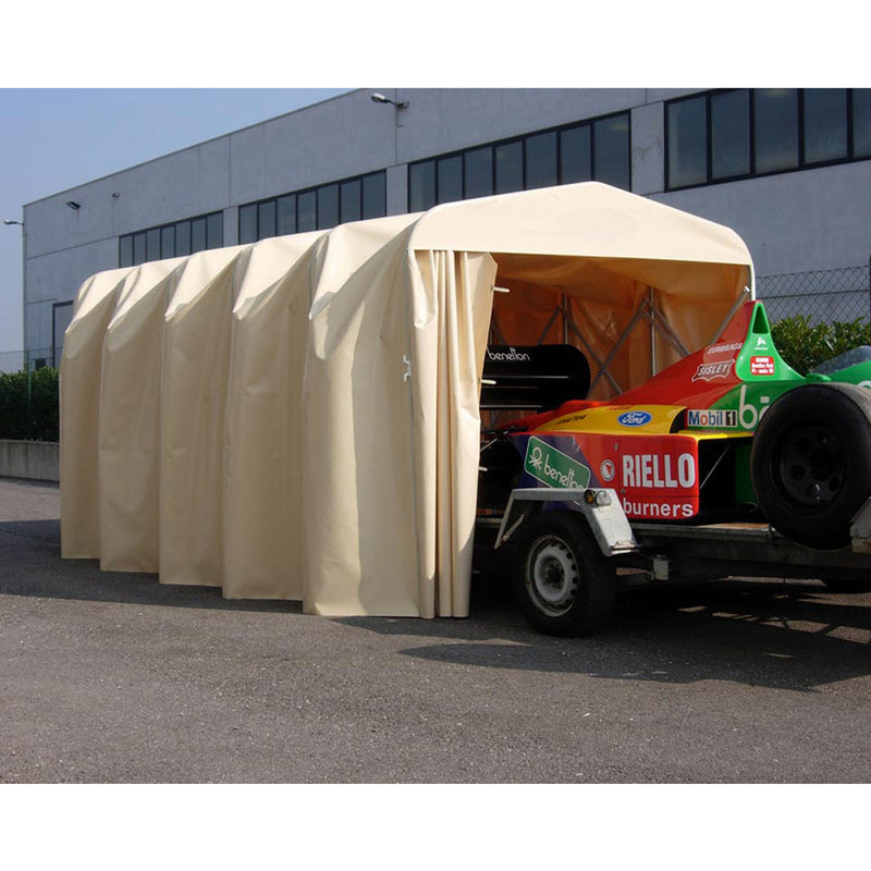Box Tunnel Mobile Copertura in PVC per Auto - 412x250xh215 cm Beige Maddi-6