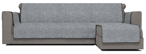 Sofabezug mit rechter Halbinsel aus dunkelgrauem Polyester und Baumwolle, verschiedene Größen sconto