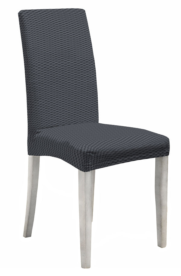 acquista Set aus 2 Stuhlhussen mit elastischer Rückseite aus dunkelgrauem modischem Polyester