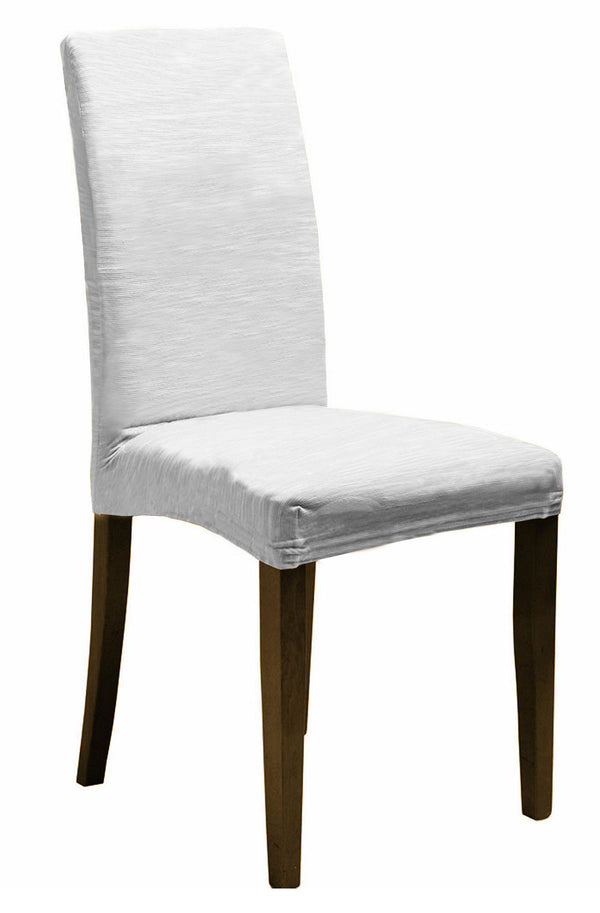acquista Set mit 2 Stuhlhussen mit elastischer Rückseite aus weißem Polyester