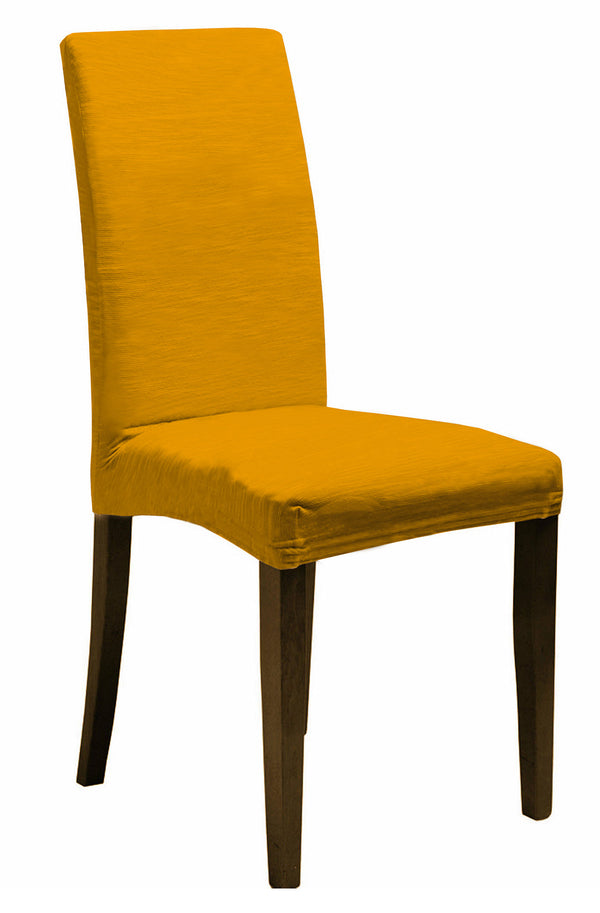 Satz von 2 Stuhlhussen mit elastischer Rückseite aus gelbem Polyester sconto