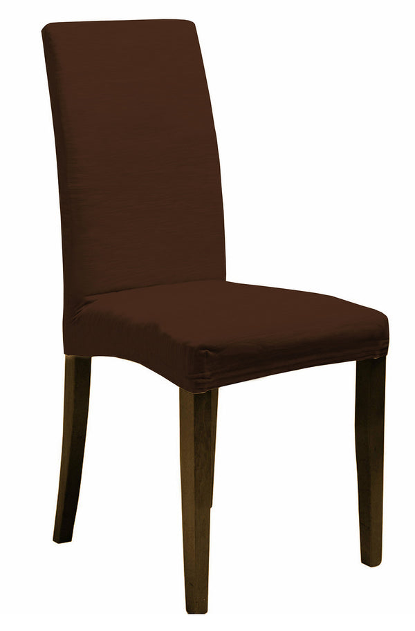 acquista Set mit 2 Stretch-Stuhlhussen mit Rückenlehne aus braunem Polyester