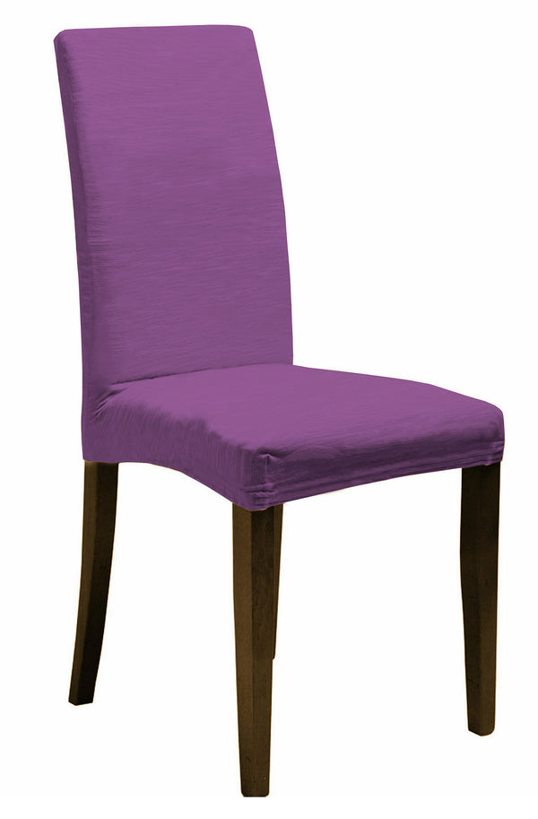 acquista Set mit 2 Stretch-Stuhlhussen mit Rückenlehne aus fliederfarbenem Polyester