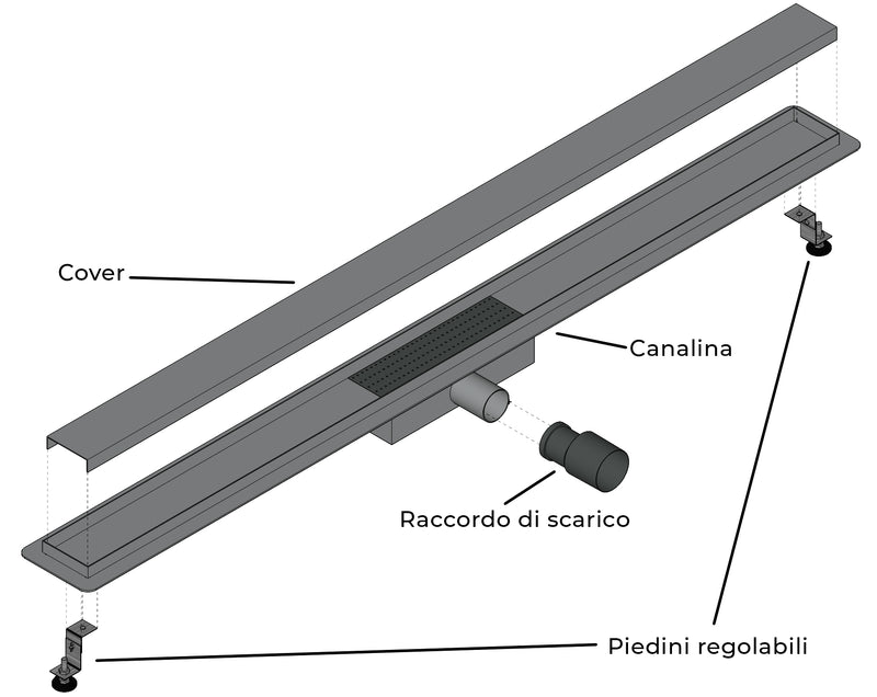 Canalina di Scarico in Acciaio Inox a Pavimento Linea Varie Misure-3