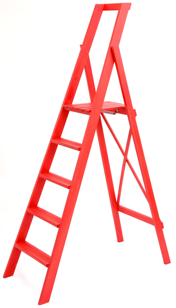 Klappbare Holzleiter 5 Stufen H100 cm Rot acquista