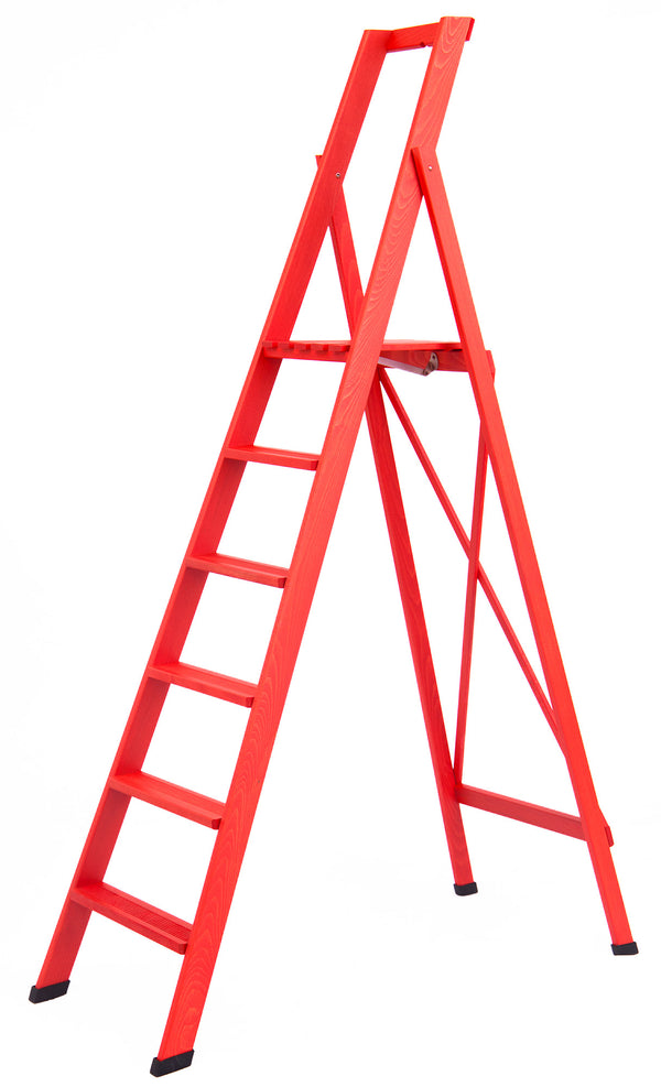 Holzklappleiter 6 Stufen H130 cm Rot online