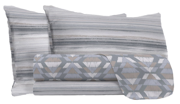 sconto Bettlaken-Set mit Aufdruck oben und unten und grauen Kissenbezügen Athena Belek in verschiedenen Größen