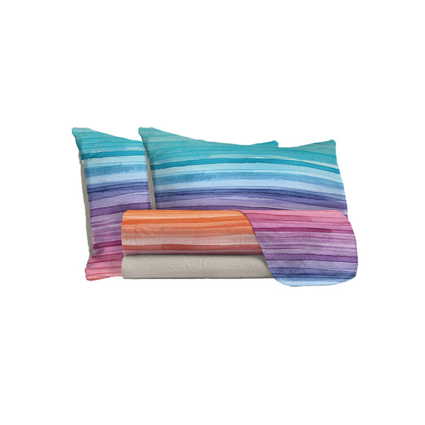 Bettwäsche-Set mit Aufdruck oben und unten und Regenbogen-Kissenbezüge in verschiedenen Größen acquista