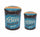 Set 2 Pouf Round Container in MDF Blue Beer