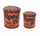 Set 2 Pouf Round Container in Orange Moto MDF