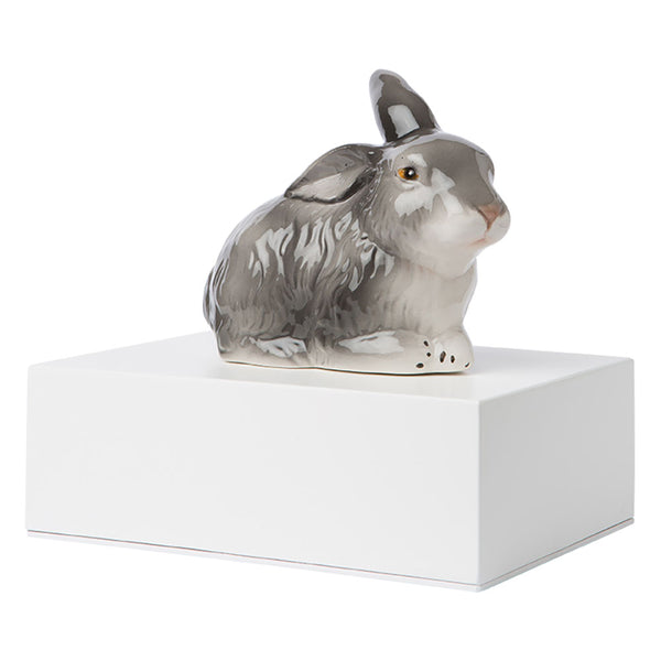 prezzo Aschenurne aus Holz mit Kaninchen Keramik Miniatur 10x20x15cm GMF Weiß
