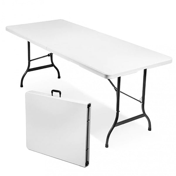 sconto Klappbarer Catering-Tisch 180 x 75 x 74 h cm aus weißem Stahl
