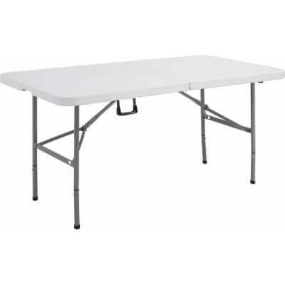 sconto Klappbarer Catering-Tisch 120 x 60 x 48 h cm aus weißem Stahl
