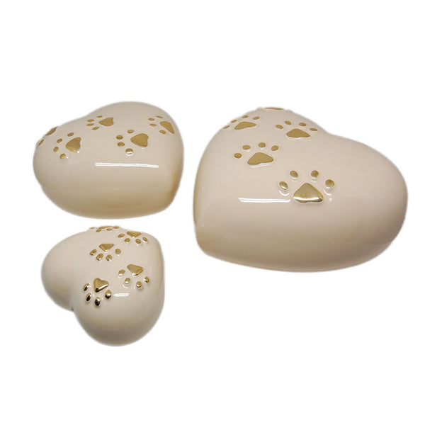 acquista Herzförmige Keramikurne für Tiere 13x14x8cm GMF Weiß