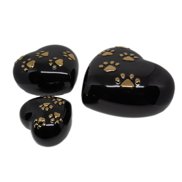 Herzförmige Keramikurne für Tiere 13x14x8cm GMF Schwarz sconto