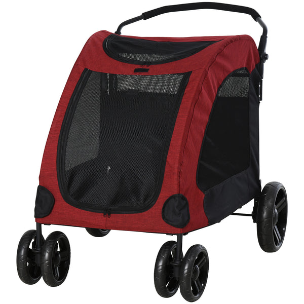 Faltbarer Kinderwagen für mittelgroße Hunde, max. 55 kg, rot und schwarz sconto