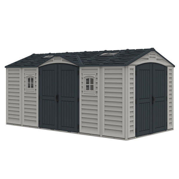 Garagenbox für den Außenbereich, 476 x 246 x 235 cm, aus grauem/dunkelgrauem PVC acquista