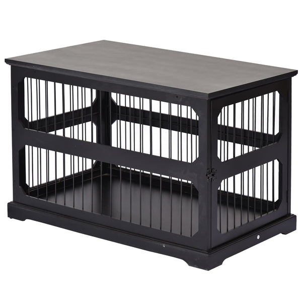 acquista Käfig für mittelgroße Hunde 55 x 90 x 60 cm aus schwarzem MDF