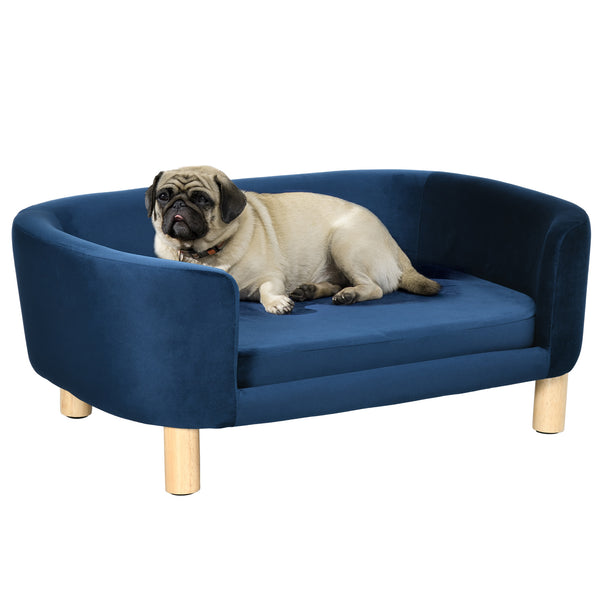 sconto Gepolstertes Sofa für Hunde und Katzen 86 x 55 x 33 cm in marineblauem Samt