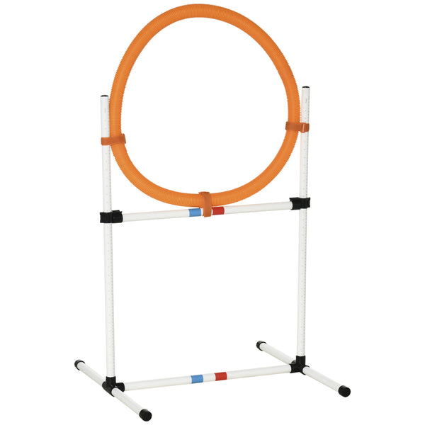 Tragbares Agility-Set für Hunde 74,5 x 66 x 91 cm mit Ring und weißer und oranger Stange acquista