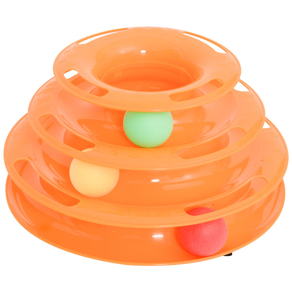 acquista Kratzbaum Turm mit drei Ebenen mit Bällen Spielzeug für Katzen Orange
