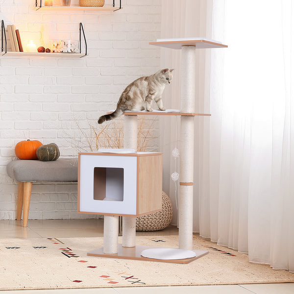 Sisal-Kratzbaum für Katzen mit Plattformen Zwinger und Spiele 60x40x120 cm sconto