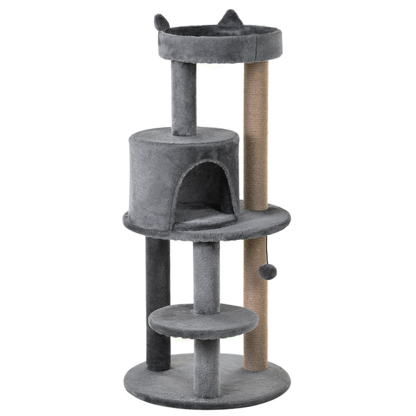 Kratzbaum mit Katzenbett aus Sisalholz 48x48x104 cm Grau online