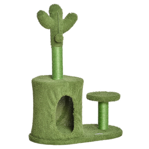 sconto Kratzbaum für Katzen 60x35x78 cm in Form eines Kaktus mit Kugeln und grünem Zwinger