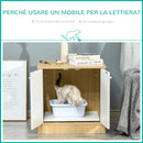 Mobile Lettiera per Gatti 60x55x62,5 cm in Legno Legno e Bianco-4