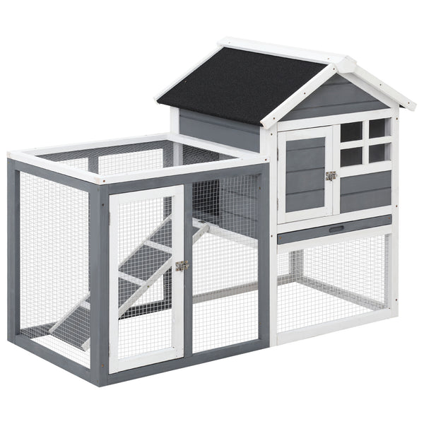Kaninchenstall Käfig für Kaninchen 122x62,6x92 cm in grauem und weißem Holz prezzo