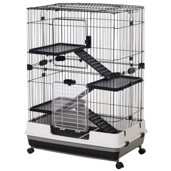 Käfig für Hamster 3 Ebenen 81,2x52,7x110 cm aus Metall und schwarzem Kunststoff sconto