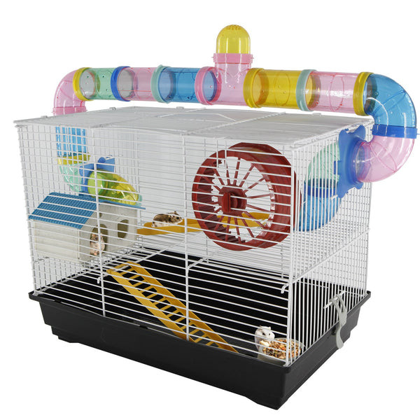 Käfig für Hamster 3 Ebenen mit Rohren und Zubehör online
