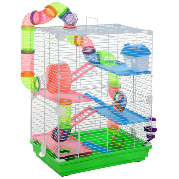 Käfig für Hamster und Nagetiere 46x30x58 cm mit grünem Zubehör prezzo