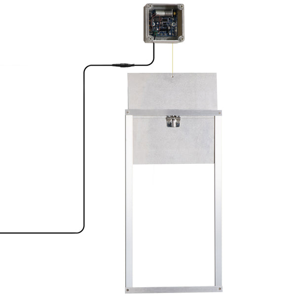 Automatische Hühnerstalltür 6V 30x30 cm mit Timer und Lichtsensor aus Aluminium und silbernem ABS online