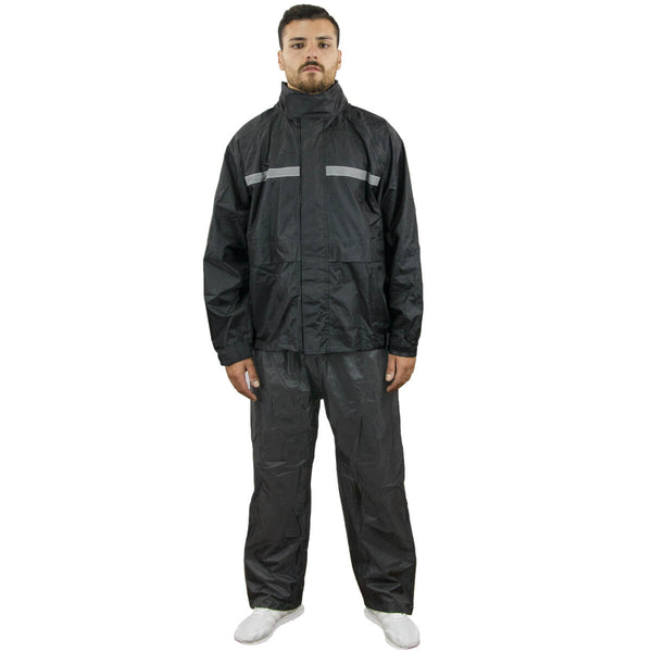 Lässige Regenschutz-Set Jacke Hose für Motorrad Scooter TJ Marvin E39 Schwarz prezzo