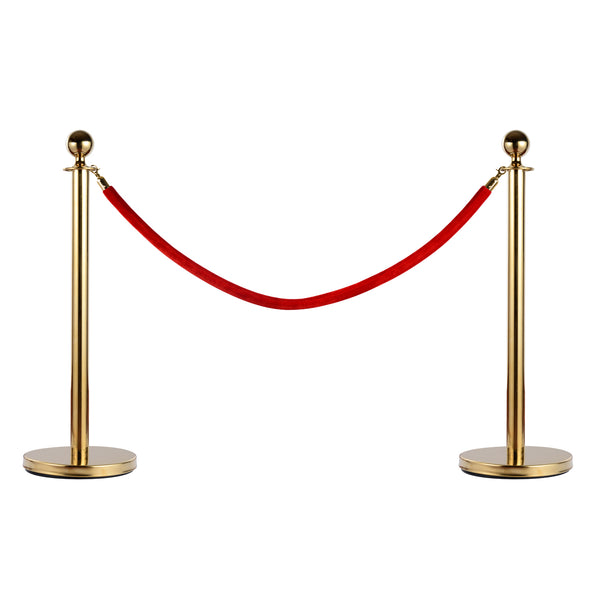 2 goldene Trennsäulen mit rotem Seil aus Edelstahl Ø32x95 cm online