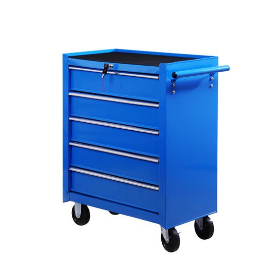 Arbeitswagen mit 5 blauen Werkzeugschubladen 67,5 x 33 x 77 cm online
