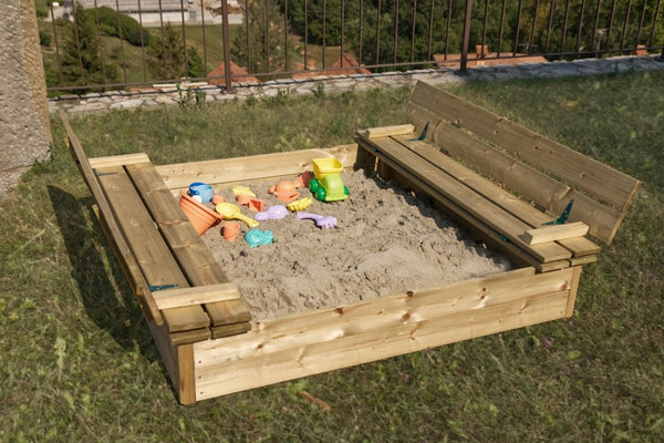 acquista Outdoor-Sandkasten 112x112 cm aus Holz