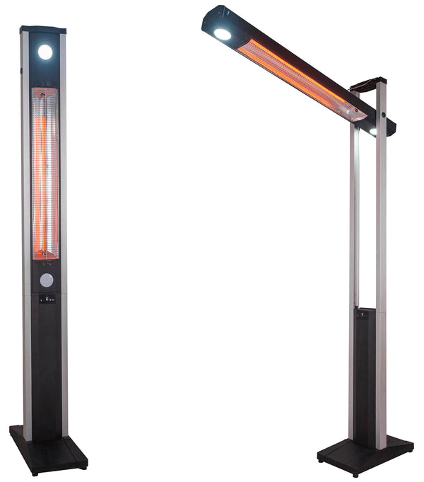 prezzo Stufa Elettrica ad infrarossi da Esterno 50x25x200 cm in Fibra di Carbonio con Luce Led Skyline Nero