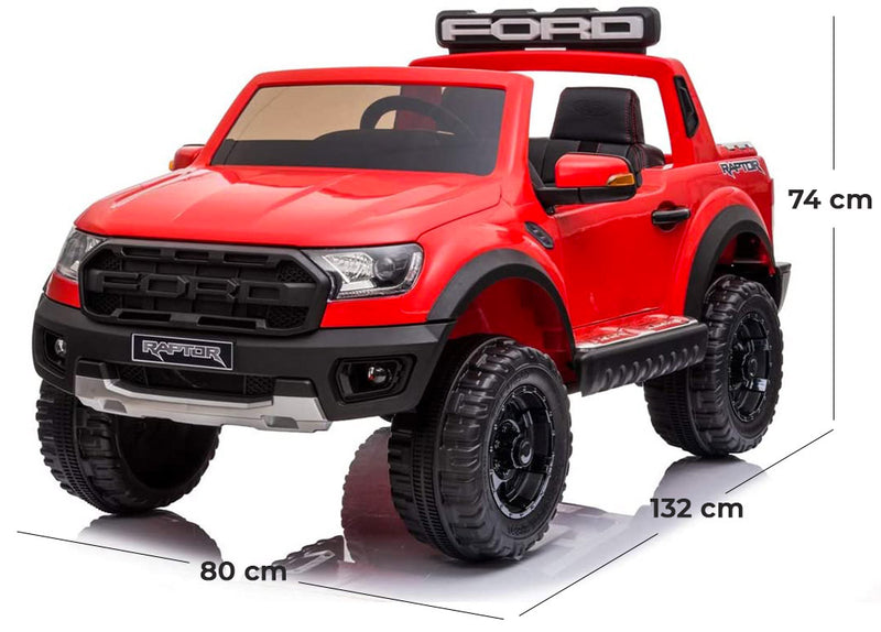 Macchina Elettrica per Bambini 2 posti 12V Ford Ranger Raptor Rossa-5