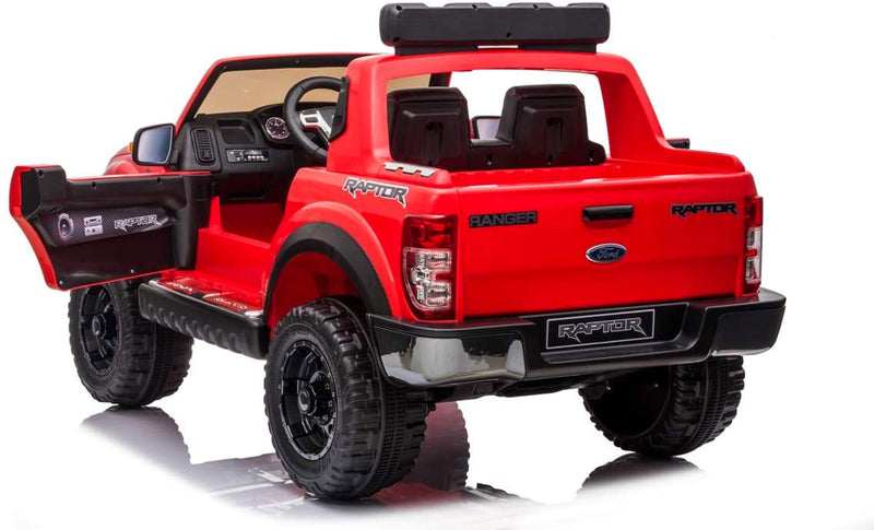 Macchina Elettrica per Bambini 2 posti 12V Ford Ranger Raptor Rossa-7