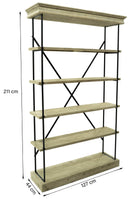 Scaffale 5 Ripiani 127x44x211 cm in Ferro e Legno Fox Nero-5