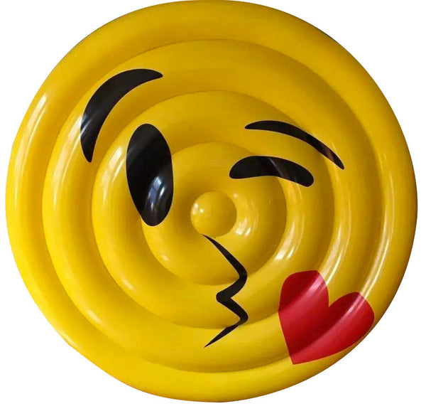 Aufblasbare Matratze Ø150 cm aus PVC in Form von Emoji Ranieri Face Basin Yellow online