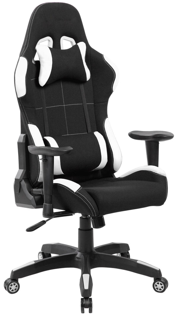 Ergonomischer Gaming-Stuhl 72 x 57 x 134 cm aus schwarzem und weißem Stoff sconto