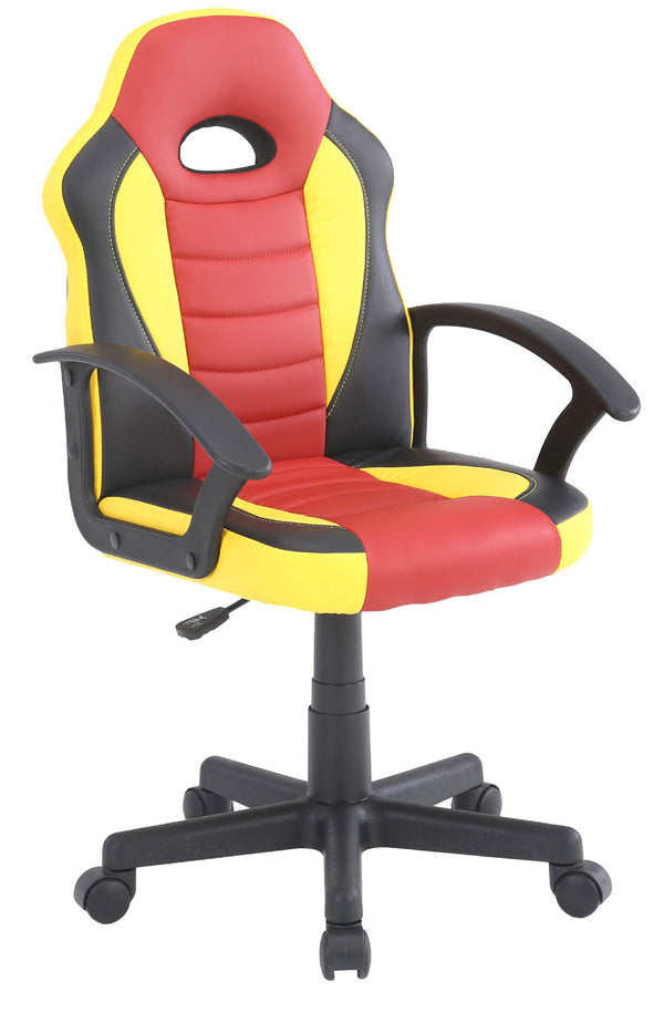 Ergonomischer Gaming-Stuhl für Kinder 55 x 56 x 99,5 cm in schwarzem, gelbem und rotem Kunstleder acquista