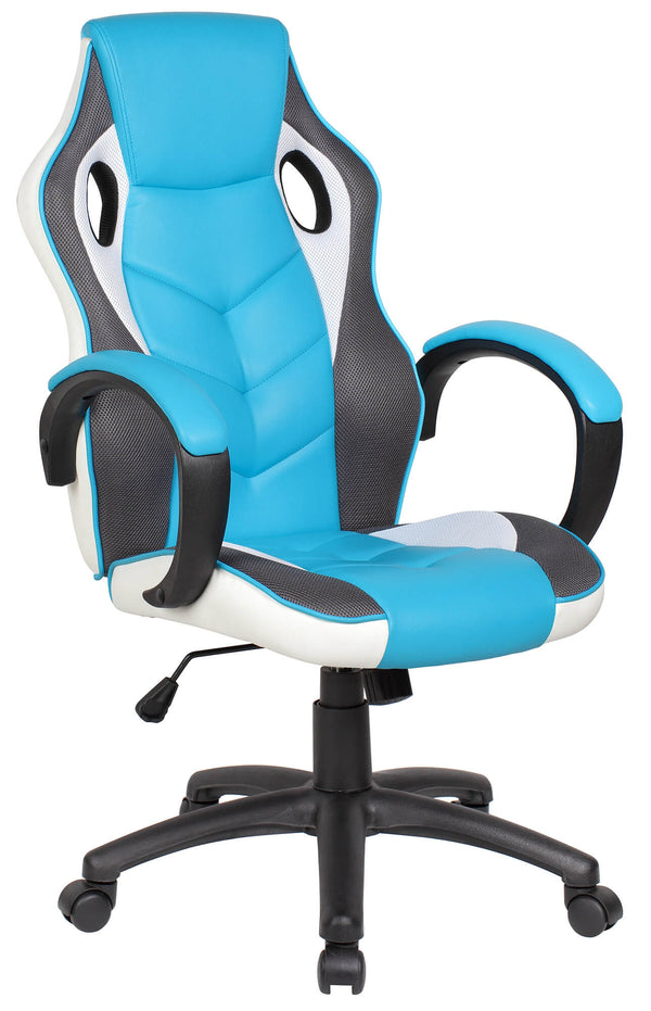 Ergonomischer Gaming-Stuhl 61 x 66 x 116 cm in weißem und blauem Kunstleder online