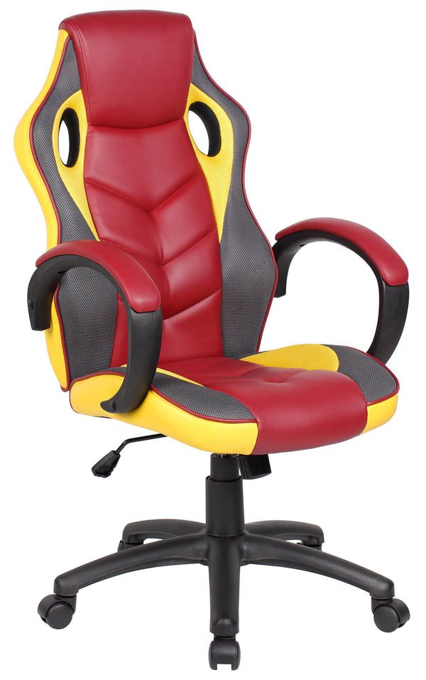 online Ergonomischer Gaming-Stuhl 61 x 66 x 116 cm aus genarbtem und gelbem Kunstleder