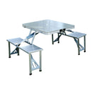 Tavolo da Campeggio Richiudibile Portatile con 4 Sedie  in Alluminio Argento-3